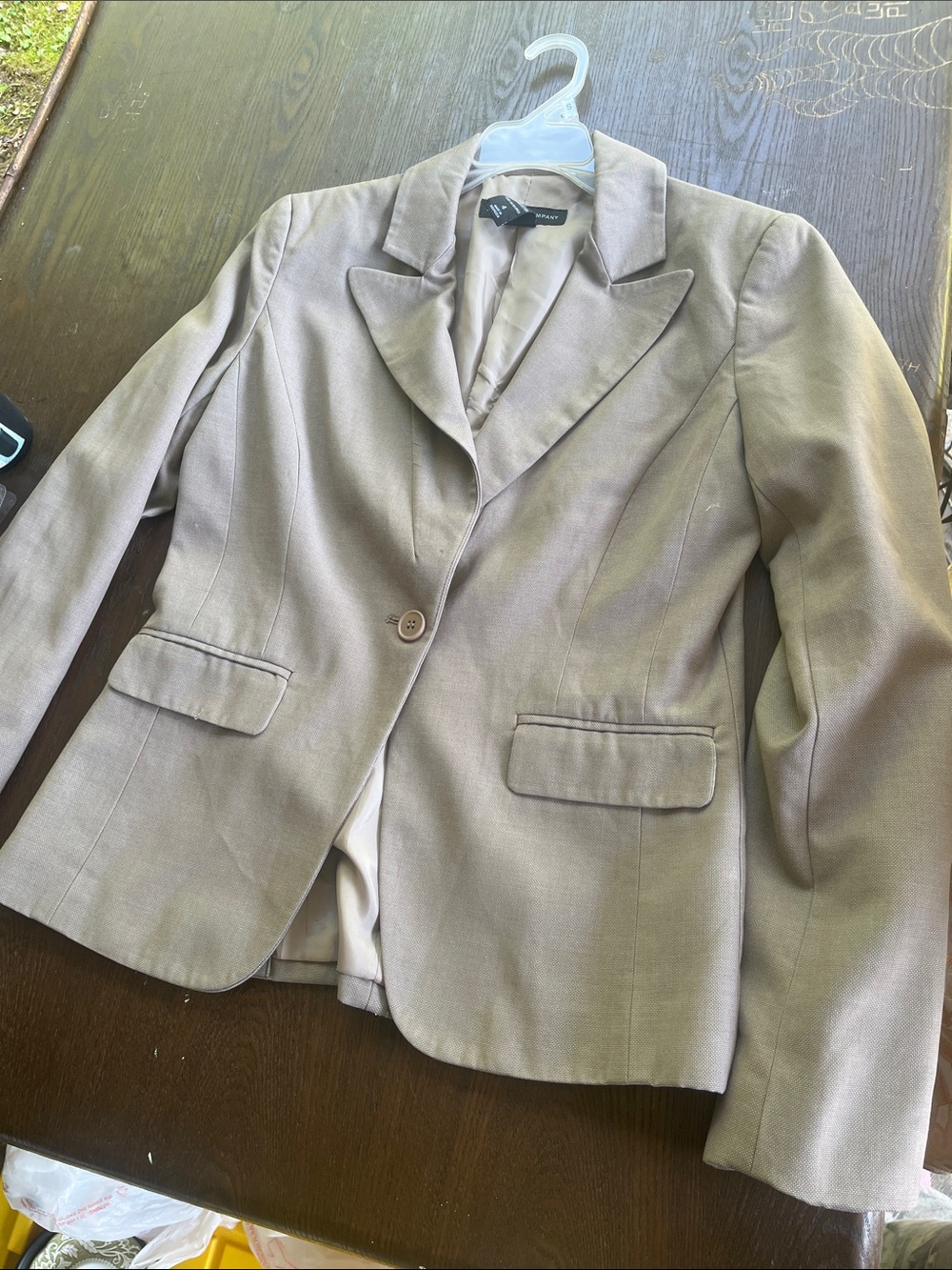 Talbots Lightweight Taupe Single-Button Blazer